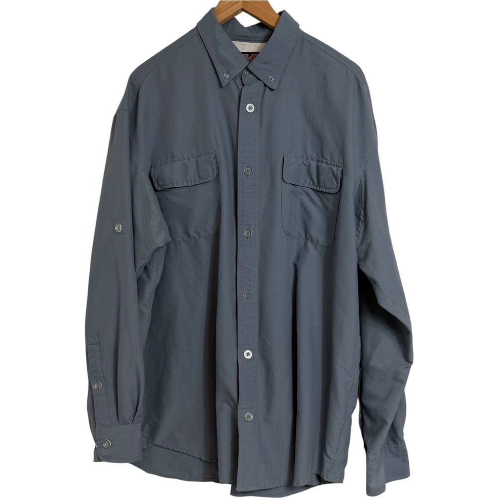Duluth Trading Co Mens XL Blue Gray Ripstop Ventilated Long Sleeve Work Shirt